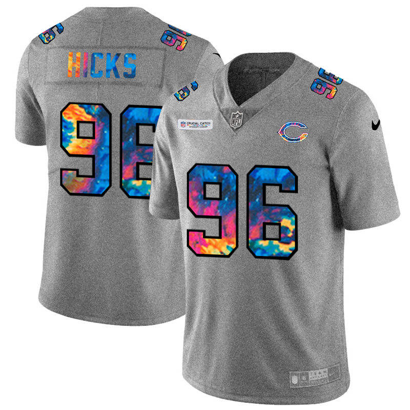 NFL Chicago Bears #96 Akiem Hicks Men Nike MultiColor 2020  Crucial Catch  Jersey Grey->chicago bears->NFL Jersey